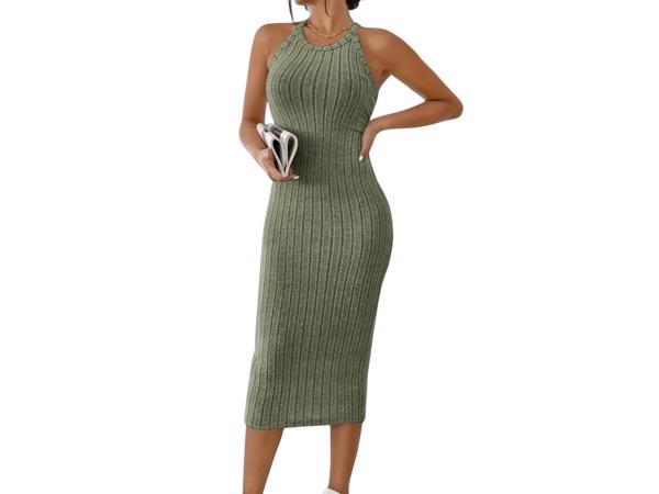 Stretch jurk mouwloos khaki XXL