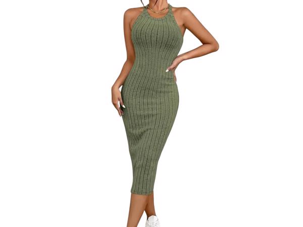 Stretch jurk mouwloos khaki XXL