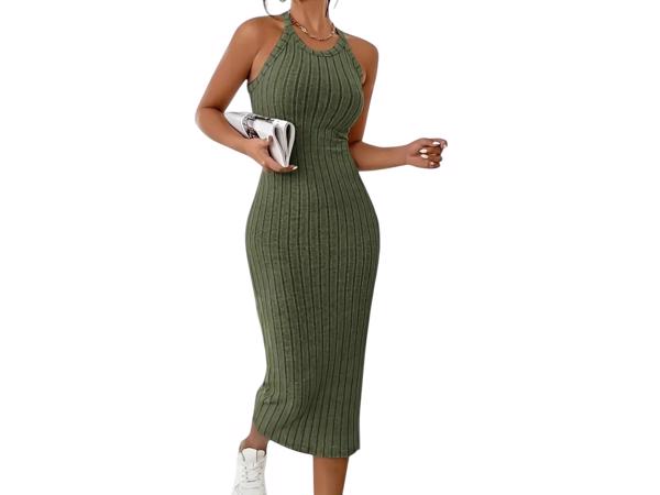 Stretch jurk mouwloos khaki XXL