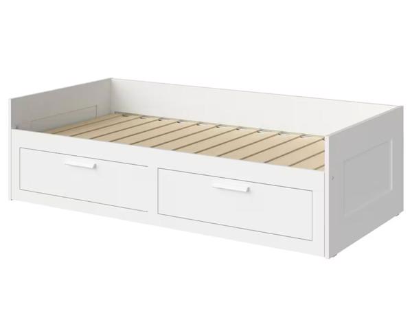 Brimnes bedbank met 2 lades, wit