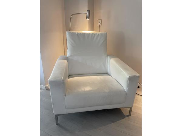 Witte leren stoel fauteuil designer