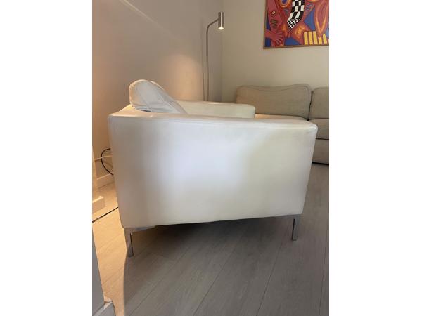 Witte leren stoel fauteuil designer