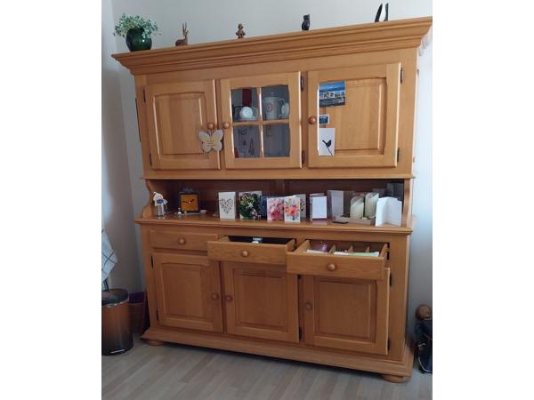 massief eiken dressoir met bovenkast