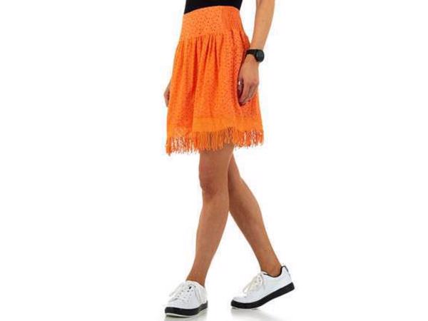 Drole de Copine rok gaatjes patroon oranje M/L 38/40