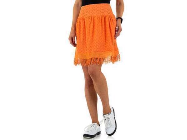 Drole de Copine rok gaatjes patroon oranje M/L 38/40