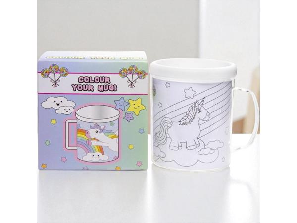 kleur je eigen beker - unicorn - met 3 tekeningen