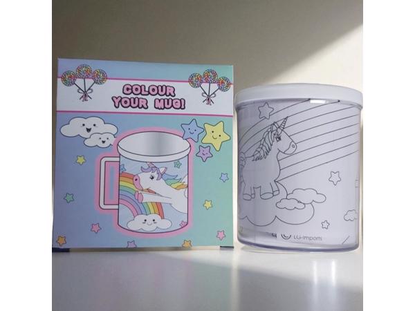 kleur je eigen beker - unicorn - met 3 tekeningen