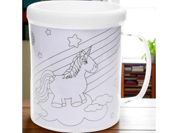 kleur je eigen beker - unicorn - met 3 tekeningen
