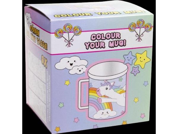 kleur je eigen beker - unicorn - met 3 tekeningen