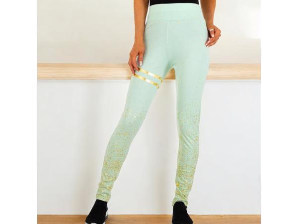 Holala stretchy legging mintgroen goud glitter S/M