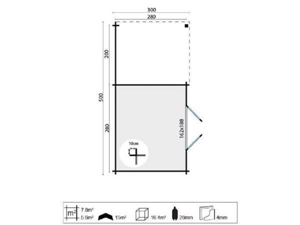 Blokhut - Tuinhuis Dora | 28 mm | vuren onbehandeld