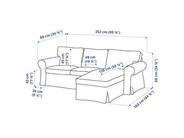 3-zits bank met chaise longue | IKEA Ektorp bank | Beige