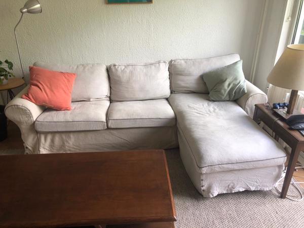 3-zits bank met chaise longue | IKEA Ektorp bank | Beige