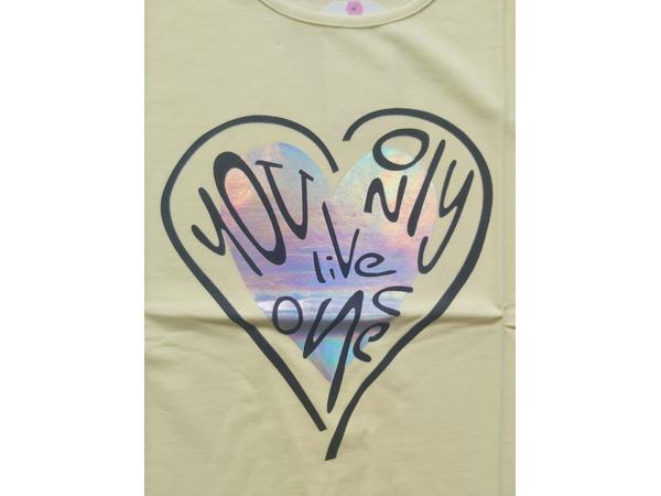 Glo-Story t-shirt you only live once geel 164