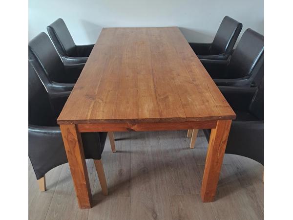 6 eetkamerstoelen (bruin leer)