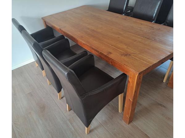 6 eetkamerstoelen (bruin leer)