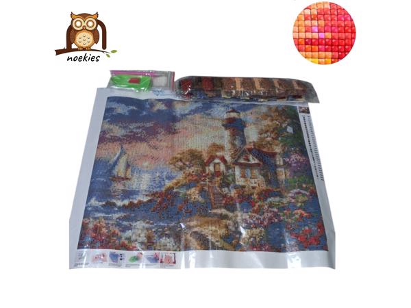 nr 32 Diamond Painting Kust strandhuis 40x50cm (vierkant)