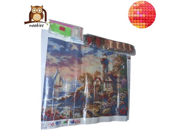 nr 32 Diamond Painting Kust strandhuis 40x50cm (vierkant)