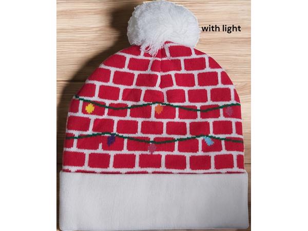 Muts met Pompon en Lampjes - Thema Kerst - Beanie - Acryl -