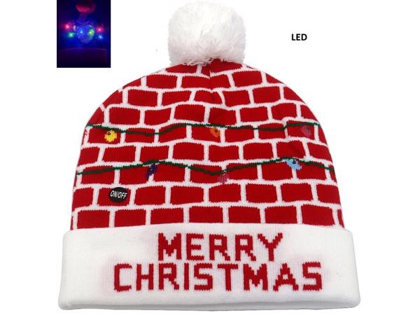 Muts met Pompon en Lampjes - Thema Kerst - Beanie - Acryl -