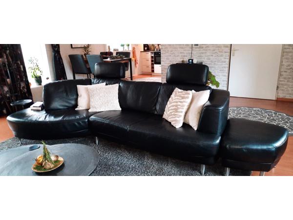 Zwart leder bank 3 zits