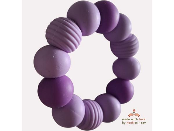 Noekies Handgemaakte Bijtring lila paars - Nieuw!