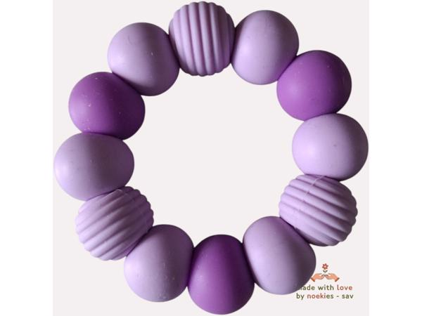 Noekies Handgemaakte Bijtring lila paars - Nieuw!