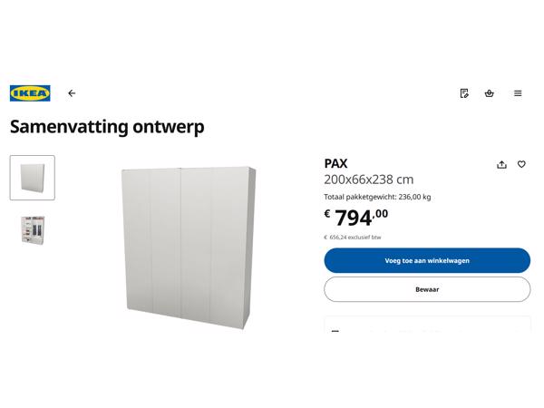Kledingkast ikea pax 200x236cm. Leveren/ monteren mogelijk!