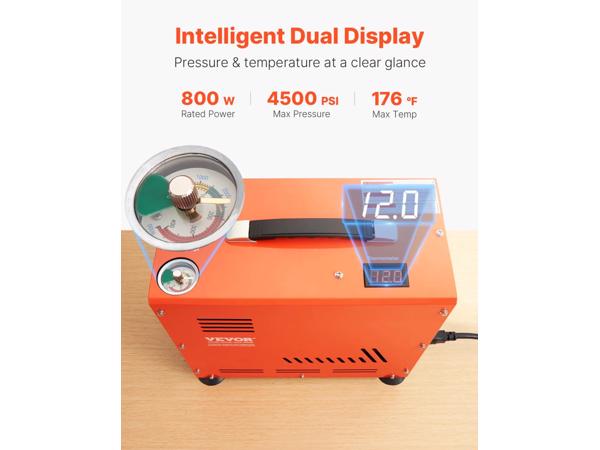 PCP Compressor, Vevor 800W - dubbele cilinder - 310 bar.