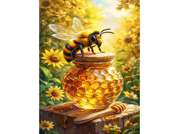 50x40cm Diamond Painting bij honing bloemen (vierkant) nr 29