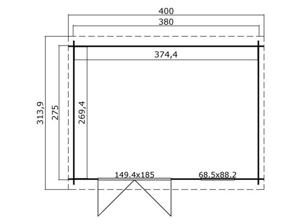 Blokhut Amira 380x275 Onbehandeld vuren
