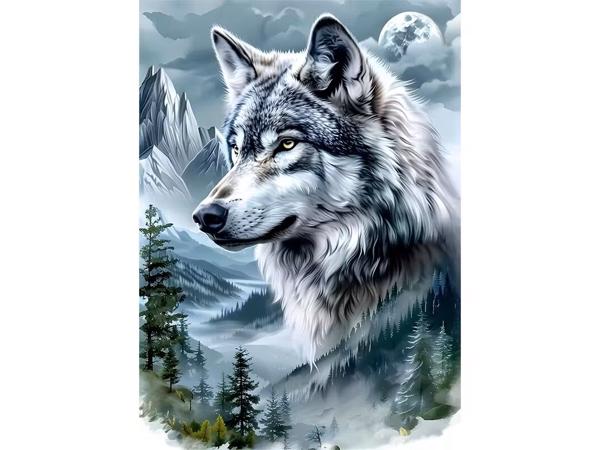 50x40cm Diamond Painting winter wolf (rond) nr 79