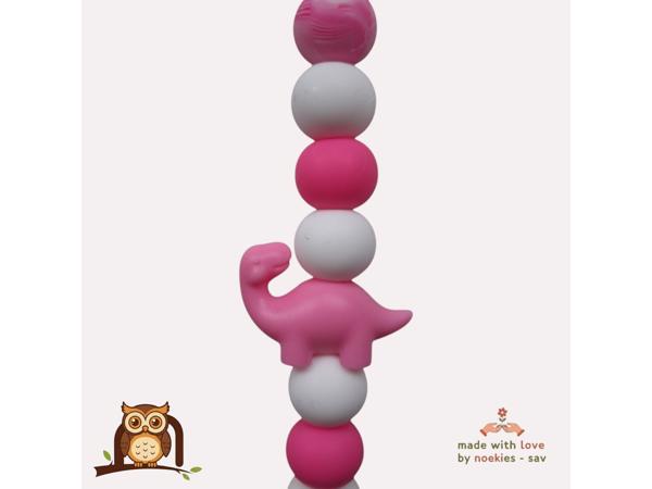 nr 21 noekies Speenkoord dino roze wit