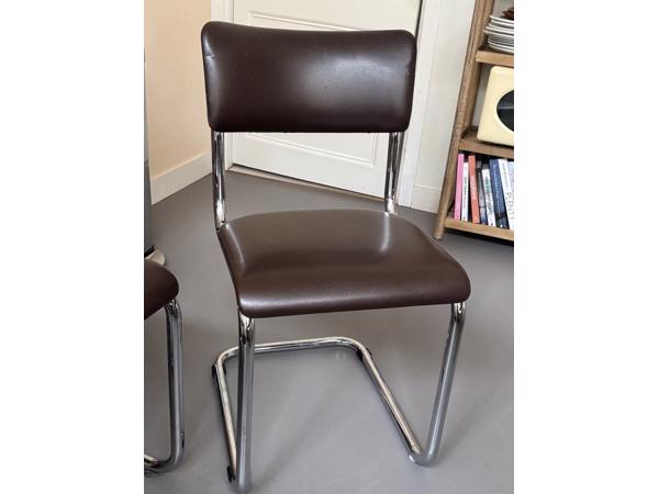 4x vintage buisframe slede stoel