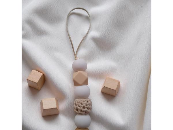 Speenkoord wit beige met wit bloemetje