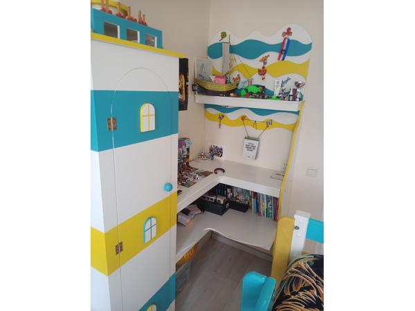 Commode, kinderkast en bed - in thema zee/strand