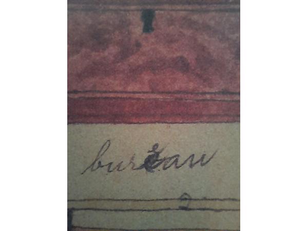 Schilderij bureau en wasbak