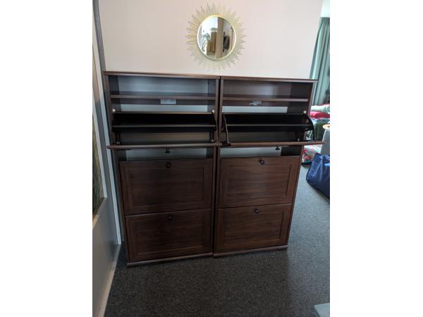 2 Donkerbruine IKEA schoenenkasten