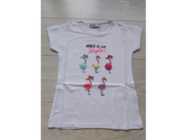 Glo-Story t-shirt flamingo's wit 110