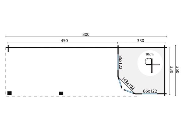 Blokhut - Tuinhuis Paiva | 44 mm | vuren onbehandeld