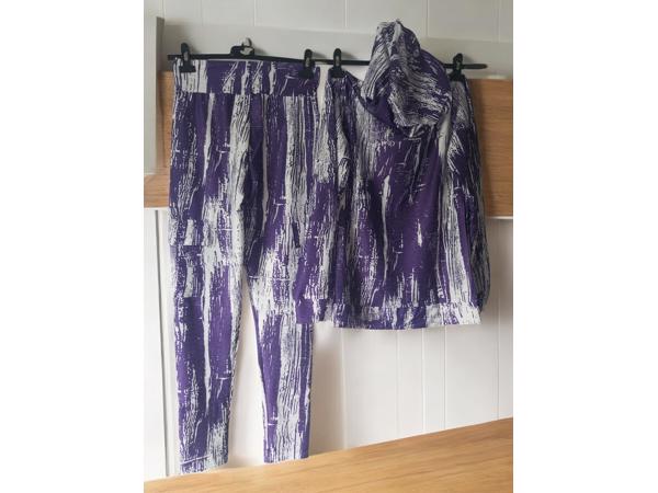 Fashion 2 delig huispak violet paars wit S/M