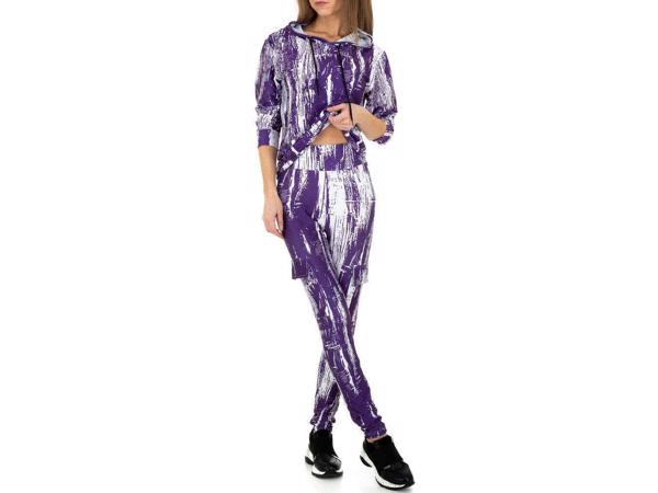 Fashion 2 delig huispak violet paars wit S/M