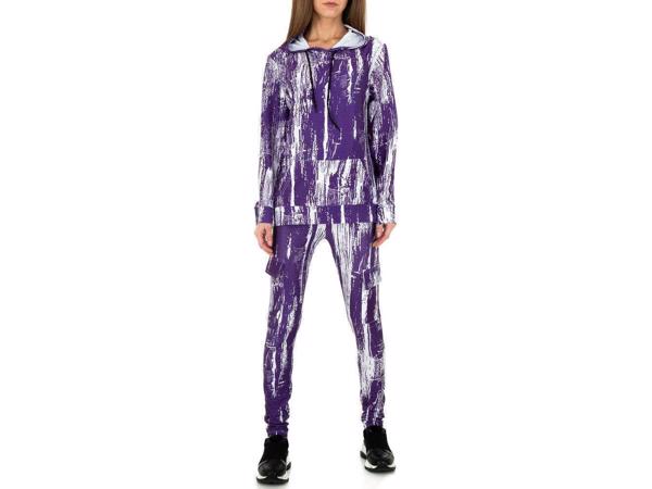 Fashion 2 delig huispak violet paars wit S/M