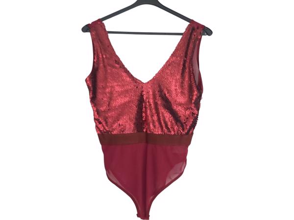 Glo-Story glitter lovers body wijnrood M/L