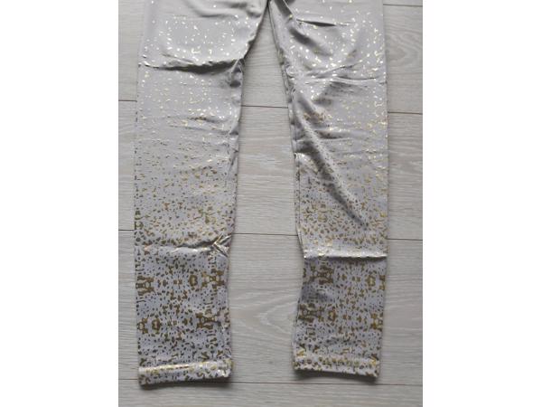 Holala stretchy sport broek grijs goud glitter S/M