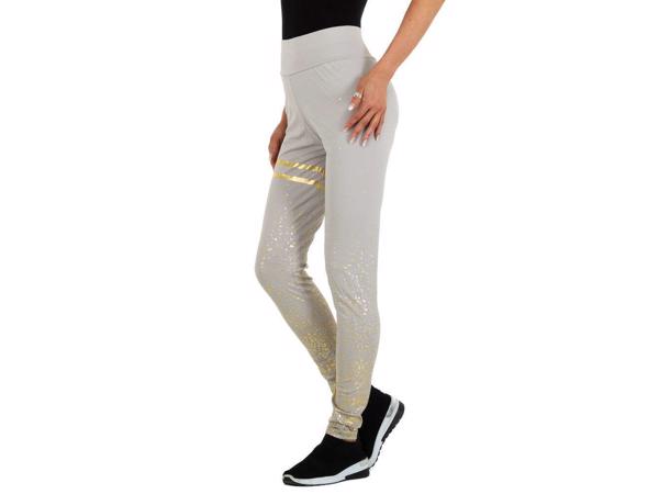 Holala stretchy sport broek grijs goud glitter S/M