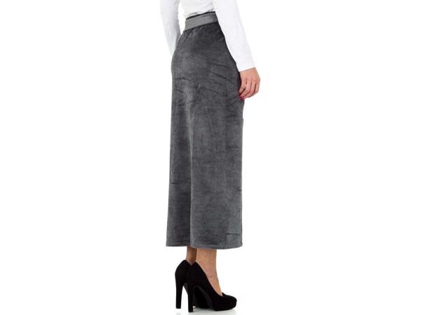 Lange velourse rok met split grijs S/M