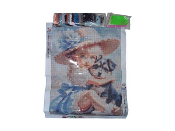 nr 39 Diamond painting meisje hondje 50x40cm (vierkant)