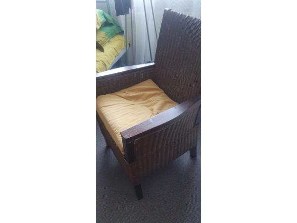 3 persoons inklapbaar stapelbed, kledingkast, cd kast met glazendeur, instaptrap voor honden, 2x rieten zitstoelen,