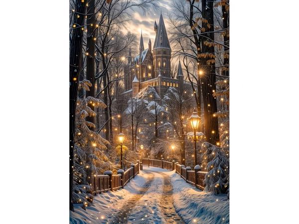 nr 55 Diamond Painting winter kasteel 50x40cm (vierkant)